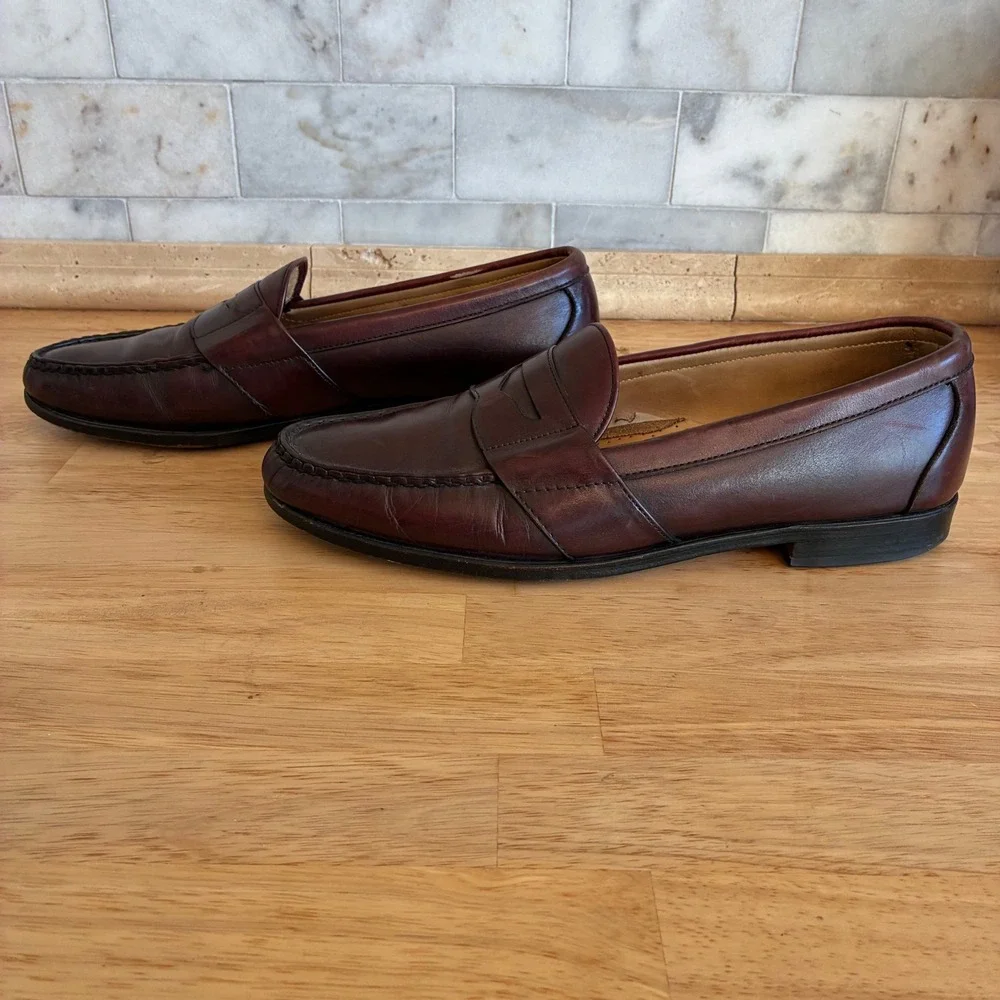 Allen Edmonds Cameron Loafers Mens 12 C Burgundy Leather Penny Moc Toe USA 42075